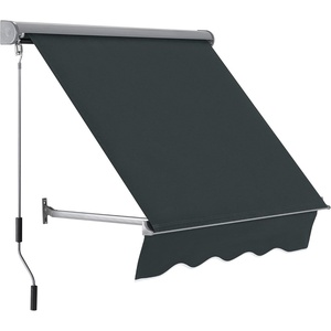 image:imageMacrout 63 Patio Window Awning for Door Entrance Aluminum Fully Assembled Manual Retractable Sunshade Canopy WA416 Dark Grey 63Dark Grey  Acrylic Fabric