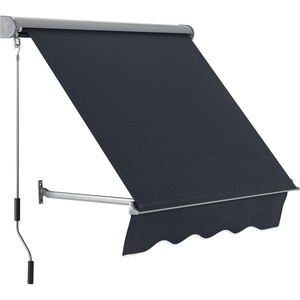 image:imageMacrout 63 Patio Window Awning for Door Entrance Aluminum Fully Assembled Manual Retractable Sunshade Canopy WA416 Dark Grey 63Dark Grey