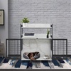 image:imageMCombo 34 Furniture Style Dog Crate with Storage Shelves Heavy Duty Wooden Dog Cage End Table Triple Doors Pet House Indoor 1368 WhiteWhite
