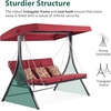 image:imageMCombo 3Seat Convertible Porch Swing for Various Postures Reclining Outdoor Swing Chair with Chain Armrest Patio Glider Chair with Thickened Cushions for Backyard Garden Dark GrayBurgundy