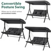 image:imageMCombo 3Seat Convertible Porch Swing for Various Postures Reclining Outdoor Swing Chair with Chain Armrest Patio Glider Chair with Thickened Cushions for Backyard Garden Dark GrayDark Gray