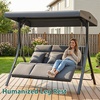 image:imageMCombo 3Seat Convertible Porch Swing for Various Postures Reclining Outdoor Swing Chair with Chain Armrest Patio Glider Chair with Thickened Cushions for Backyard Garden Dark GrayDark Gray