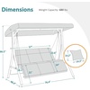 image:imageMCombo 3Seat Convertible Porch Swing for Various Postures Reclining Outdoor Swing Chair with Chain Armrest Patio Glider Chair with Thickened Cushions for Backyard Garden Dark GrayBurgundy