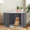 image:imageMCombo 47 Wooden Dog Crate Furniture Cloud Shape End Table Pet Crate Solid Rubber Wood Indoor Cage for DogsPets SW84 BrownWhite