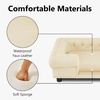 image:imageMCombo Faux Leather Dog Couch Pet Bed for Medium Dogs Pet Sofa with Small Stairs 6321 Cream White