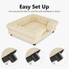 image:imageMCombo Faux Leather Dog Couch Pet Bed for Medium Dogs Pet Sofa with Small Stairs 6321 Cream White