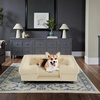image:imageMCombo Faux Leather Dog Couch Pet Bed for Medium Dogs Pet Sofa with Small Stairs 6321 Cream White