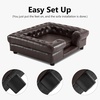 image:imageMCombo Faux Leather Dog Couch Pet Bed for Medium Dogs Pet Sofa with Small Stairs 6321 Dark Brown