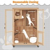 image:imageMCombo Luxury Cat House with Scratching Post Wooden Multi Feature Large Cat Condo with Escape Door and Wheels Kitten Cages with Shelter Indoor Outdoor CT83 Natural