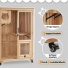 image:imageMCombo Luxury Cat House with Scratching Post Wooden Multi Feature Large Cat Condo with Escape Door and Wheels Kitten Cages with Shelter Indoor Outdoor CT83 Natural