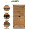 image:imageMCombo Outdoor Storage Cabinet Garden Storage Shed Outside Vertical Shed with Lockers Outdoor 63 Inches Wood Tall Cabinet for Yard and Patio 0870 BlackNatural