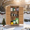 image:imageMCombo Outdoor Storage Cabinet Garden Storage Shed Outside Vertical Shed with Lockers Outdoor 63 Inches Wood Tall Cabinet for Yard and Patio 0870 BlackNatural