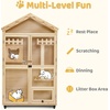 image:imageMCombo Wooden Indoor Cat House Cat Condo with Entrance Kitten Cage Catio with Lockable Doors and Wheels CT291