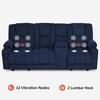 image:imageMCombo Zero Gravity 3 Seater Power Reclining Sofa with Console Heat and Vibration Massage Recliner Couch for Living Room Fabric 6035SET Burgundy 3 Seater with ConsoleNavy Blue