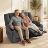 image:imageMCombo Zero Gravity 3 Seater Power Reclining Sofa with Console Heat and Vibration Massage Recliner Couch for Living Room Fabric 6035SET Burgundy 3 Seater with ConsoleGrey