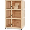 image:imageLovupet Large Wooden Cat House Villa Luxury Triple Cat Condo with Scratching Pad Openable Cover and Wheels Kitten Cage Indoor CT32