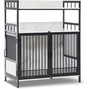 image:imageMCombo 34 Furniture Style Dog Crate with Storage Shelves Heavy Duty Wooden Dog Cage End Table Triple Doors Pet House Indoor 1368 WhiteWhite