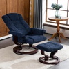 image:imageMCombo Manual Swivel Recliner with Ottoman Chair Ottoman Set for RV Small Spaces Living Room Bedroom Office 4919 Chenille BlueBlue