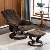 image:imageMCombo Manual Swivel Recliner with Ottoman Chair Ottoman Set for RV Small Spaces Living Room Bedroom Office 4919 Chenille BlueBrown