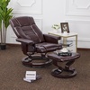 image:imageMCombo Manual Swivel Recliner with Ottoman Chair Ottoman Set for RV Small Spaces Living Room Bedroom Office 4919 Chenille BlueDark Brown