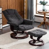 image:imageMCombo Manual Swivel Recliner with Ottoman Chair Ottoman Set for RV Small Spaces Living Room Bedroom Office 4919 Chenille BlueGrey