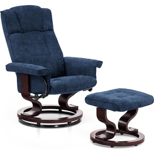 image:imageMCombo Manual Swivel Recliner with Ottoman Chair Ottoman Set for RV Small Spaces Living Room Bedroom Office 4919 Chenille BlueBlue