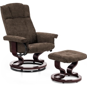 image:imageMCombo Manual Swivel Recliner with Ottoman Chair Ottoman Set for RV Small Spaces Living Room Bedroom Office 4919 Chenille BlueBrown