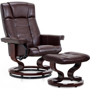 image:imageMCombo Manual Swivel Recliner with Ottoman Chair Ottoman Set for RV Small Spaces Living Room Bedroom Office 4919 Chenille BlueDark Brown