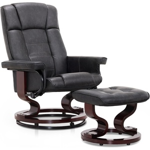 image:imageMCombo Manual Swivel Recliner with Ottoman Chair Ottoman Set for RV Small Spaces Living Room Bedroom Office 4919 Chenille BlueDark Grey