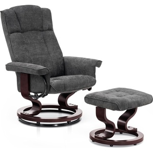 image:imageMCombo Manual Swivel Recliner with Ottoman Chair Ottoman Set for RV Small Spaces Living Room Bedroom Office 4919 Chenille BlueGrey