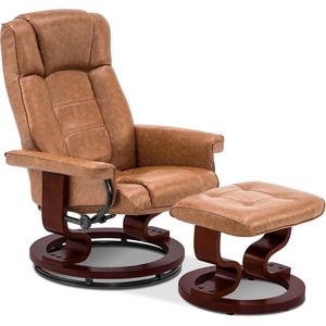 image:imageMCombo Manual Swivel Recliner with Ottoman Chair Ottoman Set for RV Small Spaces Living Room Bedroom Office 4919 Chenille BlueSaddle