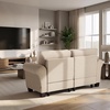 image:imageMCombo 677 Loveseat Sofa 2Seater Small Couch for Small Spaces Classic Rolled Arm Upholstered Sofa with Solid Wood Legs for Living Room Removable Cover Chenille Fabric VE730 Navy BlueBeige