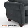 image:imageMCombo 677 Loveseat Sofa 2Seater Small Couch for Small Spaces Classic Rolled Arm Upholstered Sofa with Solid Wood Legs for Living Room Removable Cover Chenille Fabric VE730 Navy BlueDark Grey