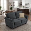 image:imageMCombo 677 Loveseat Sofa 2Seater Small Couch for Small Spaces Classic Rolled Arm Upholstered Sofa with Solid Wood Legs for Living Room Removable Cover Chenille Fabric VE730 Navy BlueDark Grey