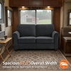 image:imageMCombo 677 Loveseat Sofa 2Seater Small Couch for Small Spaces Classic Rolled Arm Upholstered Sofa with Solid Wood Legs for Living Room Removable Cover Chenille Fabric VE730 Navy BlueDark Grey