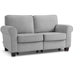 image:imageMCombo 677 Loveseat Sofa 2Seater Small Couch for Small Spaces Classic Rolled Arm Upholstered Sofa with Solid Wood Legs for Living Room Removable Cover Chenille Fabric VE730 Navy BlueLight Grey