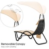 image:imageMCombo Outdoor Steel Chaise Lounge Chair with Removable Canopy and Cushions Reclining Chair wSide Pocket Arc Stand for Beach Poolside Backyard Balcony Porch 4097 BeigeBeige