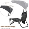 image:imageMCombo Outdoor Steel Chaise Lounge Chair with Removable Canopy and Cushions Reclining Chair wSide Pocket Arc Stand for Beach Poolside Backyard Balcony Porch 4097 BeigeBlack