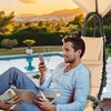 image:imageMCombo Outdoor Steel Chaise Lounge Chair with Removable Canopy and Cushions Reclining Chair wSide Pocket Arc Stand for Beach Poolside Backyard Balcony Porch 4097 BeigeBeige