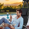 image:imageMCombo Outdoor Steel Chaise Lounge Chair with Removable Canopy and Cushions Reclining Chair wSide Pocket Arc Stand for Beach Poolside Backyard Balcony Porch 4097 BeigeBlack