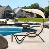 image:imageMCombo Outdoor Steel Chaise Lounge Chair with Removable Canopy and Cushions Reclining Chair wSide Pocket Arc Stand for Beach Poolside Backyard Balcony Porch 4097 BeigeBeige