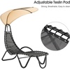 image:imageMCombo Outdoor Steel Chaise Lounge Chair with Removable Canopy and Cushions Reclining Chair wSide Pocket Arc Stand for Beach Poolside Backyard Balcony Porch 4097 BeigeBeige