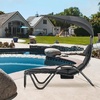 image:imageMCombo Outdoor Steel Chaise Lounge Chair with Removable Canopy and Cushions Reclining Chair wSide Pocket Arc Stand for Beach Poolside Backyard Balcony Porch 4097 BeigeBlack