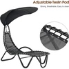 image:imageMCombo Outdoor Steel Chaise Lounge Chair with Removable Canopy and Cushions Reclining Chair wSide Pocket Arc Stand for Beach Poolside Backyard Balcony Porch 4097 BeigeBlack