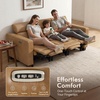 image:imageMCombo 854 Zero Wall Hugger Power Recliner Sofa HL198M3 Toast  3Seater Power Headrest USB A amp C Charge Ports Solid Wood Legs Small Spaces Living Room Breathable Faux LeatherToast