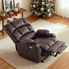 image:imageMCombo Dual Motor Power Lift Recliner Chair for Elderly Massage and Heat Lay Flat Zero Gravity Home Button USB Port Faux Leather 7680 Cream White LargeDark Brown