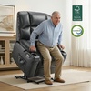image:imageMCombo Dual Motor Power Lift Recliner Chair for Elderly Massage and Heat Lay Flat Zero Gravity Home Button USB Port Faux Leather 7680 Cream White LargeDark Grey