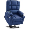 image:imageMCombo Dual Motor Power Lift Recliner Chair for Elderly Massage and Heat Lay Flat Zero Gravity Home Button USB Port Faux Leather 7680 Cream White LargeNavy Blue