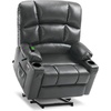 image:imageMCombo Dual Motor Power Lift Recliner Chair for Elderly Massage and Heat Lay Flat Zero Gravity Home Button USB Port Faux Leather 7680 Cream White LargeDark Grey