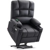 image:imageMCombo Dual Motor Power Lift Recliner Chair for Elderly Massage and Heat Lay Flat Zero Gravity Home Button USB Port Faux Leather 7680 Cream White LargeBlack